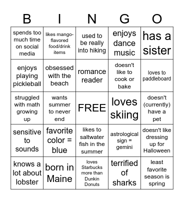 How Miss Hill are you? Bingo Card