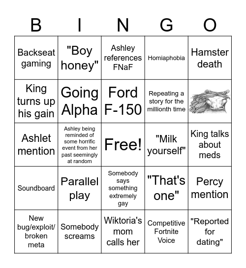 Banditry Bingo Card