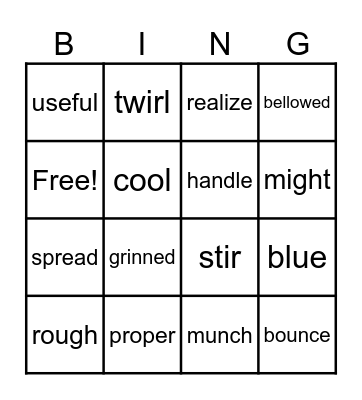 Vocabulary Bingo Card