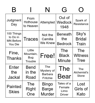 DVBF Book BINGO Card