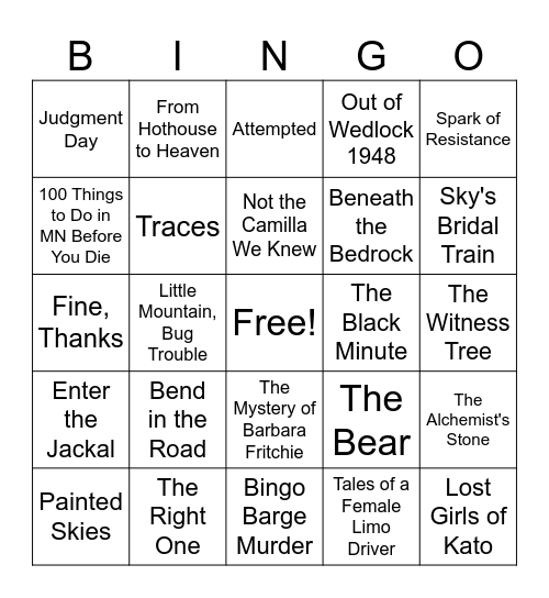 DVBF Book BINGO Card