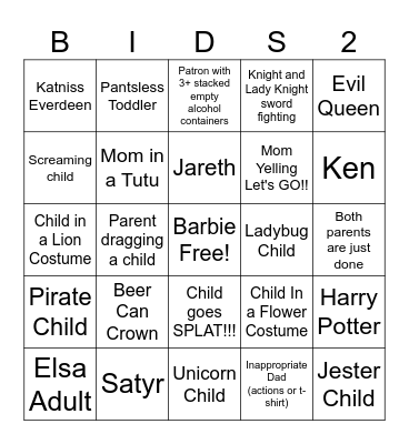 Villagers Children 2 Bingo Card