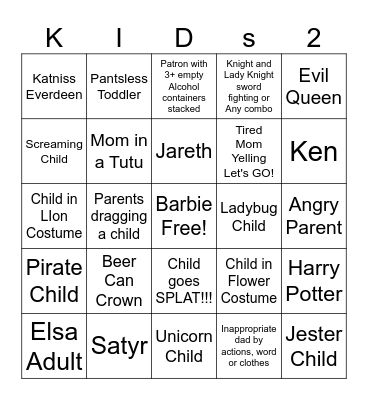 Villagers Childrens Weekend 2 Bingo Card