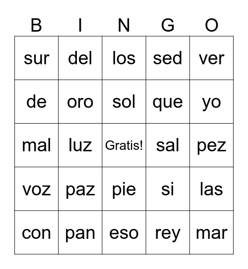 EL ALFABETO Bingo Card