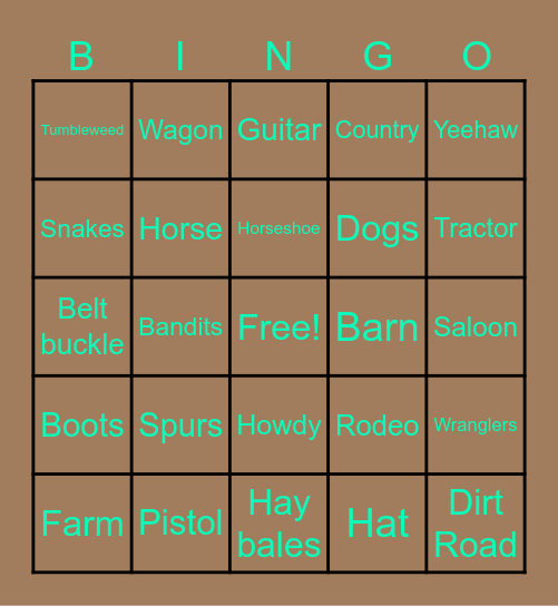 Cowboy Bingo! Bingo Card