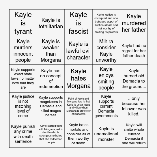 KAYLE COMMUNITY HEADCANON BINGO Card