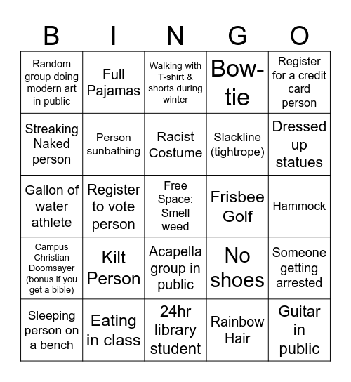 College Life - Photos or it didnt happen Bingo Card