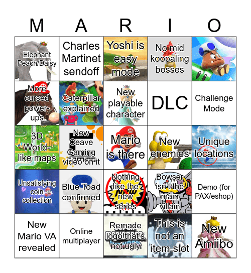Mario Wonder Direct Bingo Card