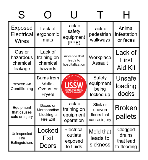 OSHA Violations Bingo Card