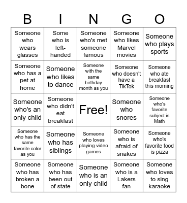 BBBS Human Bingo Card