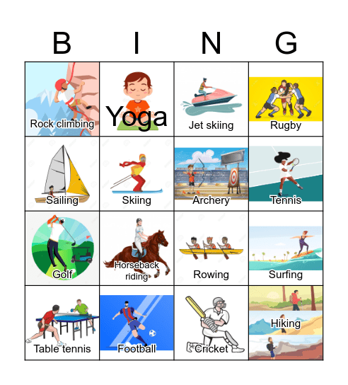 Sports Bingo Card