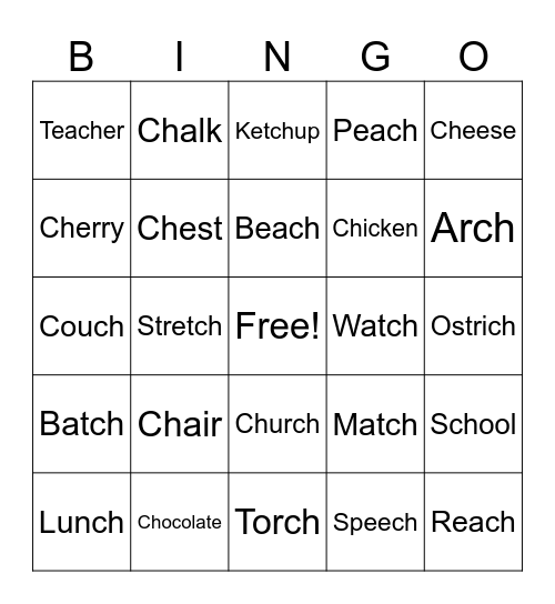 Phonemic Bingo! Bingo Card