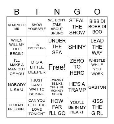 DISNEY Bingo Card
