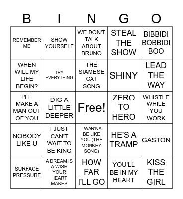 Round Three: Disney Bingo Card