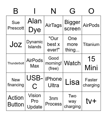 September Event Bingo Card
