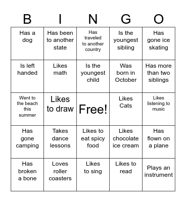 Find Someone Who Bingo Card