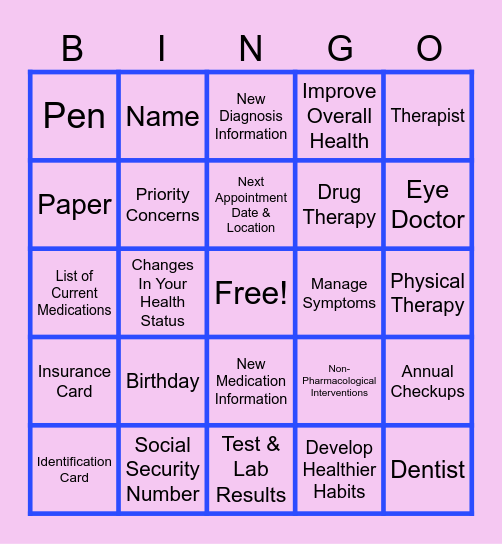 Making The Most Of Your Doctor's Visit Bingo Card