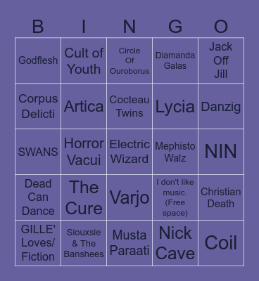 Lucer Music Bingo Card