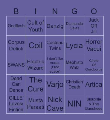 Lucer Music Bingo Card