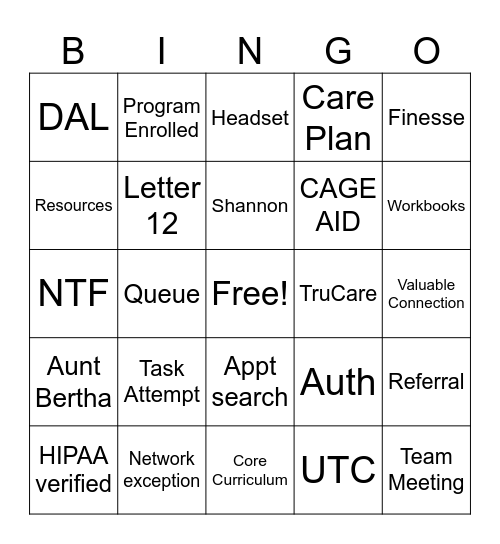 Shannon's C&S Farewell Bingo Card