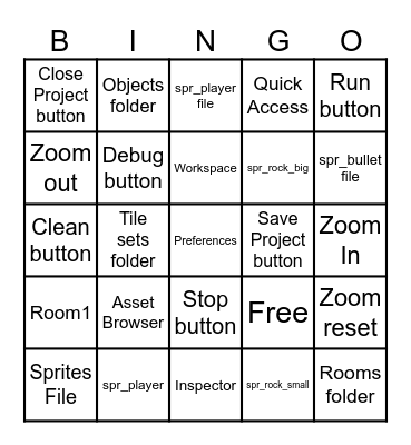 GameMaker Bingo Card