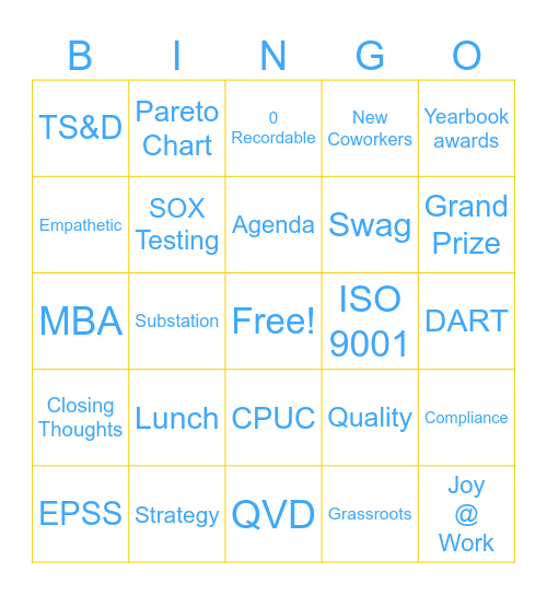 All Hands BINGO! Bingo Card