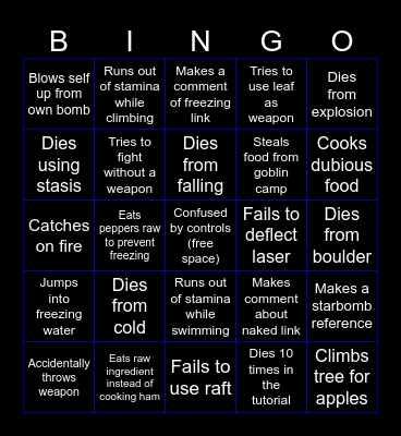 Breath of the Wild Bingo Card