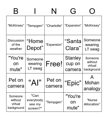 LeanTaaS Infusion Outbound BINGO Card