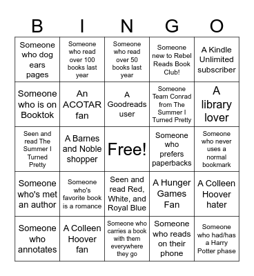 Book Club Bingo! Bingo Card