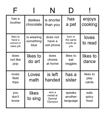 Find someone who... Bingo Card