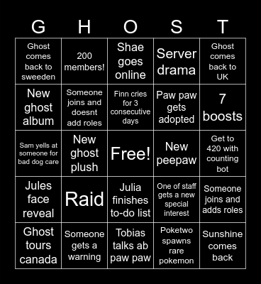 Sunshine Clergy Staff Bingo Card