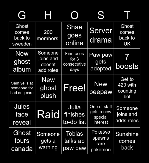 Sunshine Clergy Staff Bingo Card