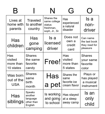 SEED 2002 - Icebreaker Bingo Card