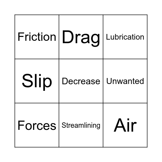Forces Bingo Card