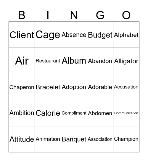 Cognates  Bingo Card