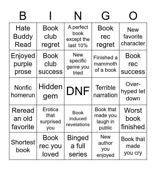 Year in Review Book Bingo Card