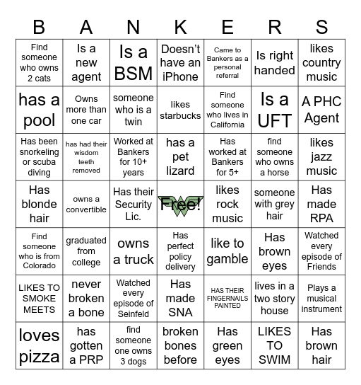 Best of the West Bingo Card