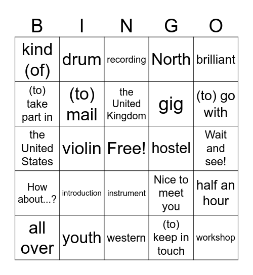 Kl. 07 - Introduction Bingo Card