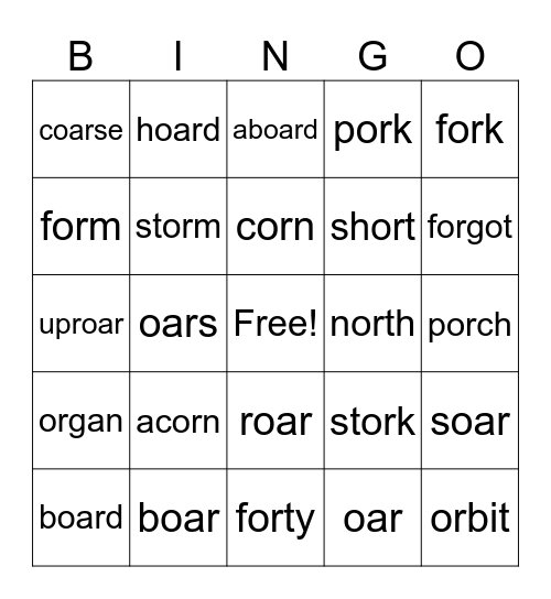 upper phonics bingo Card