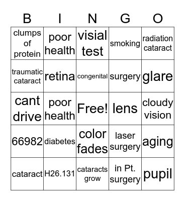 CATARACT Bingo Card