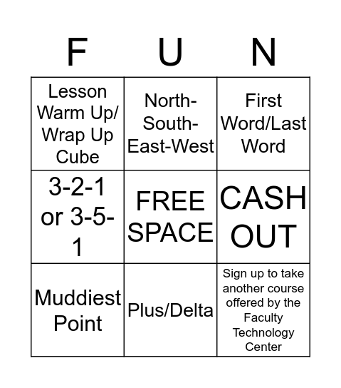 Active Learning Activities to Enhance Classroom Instruction Bingo Card