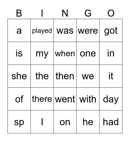 Oxford Owl Words 1-20 Bingo Card