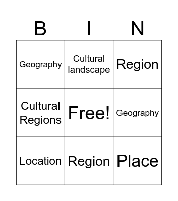 Vocabulary Bingo Card