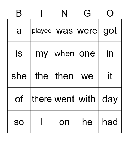 Oxford Owl Words 1-30 Bingo Card