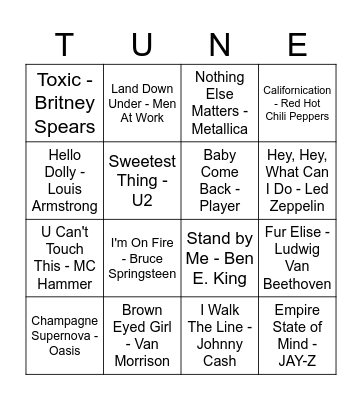 Music Bingo Card