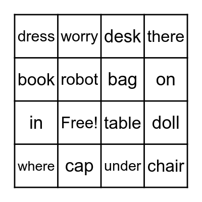 LESSON 8 BINGO Card