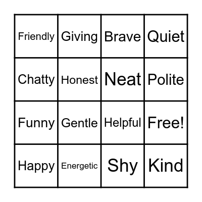 Describe Them! Bingo Card