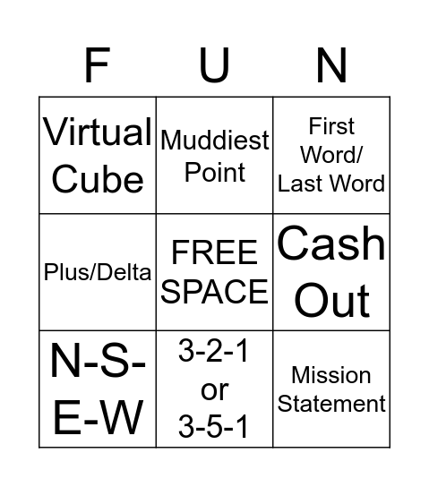 Choice Board Bingo Card