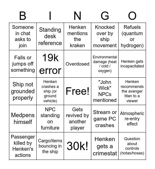 Henken Vs Star Citizen Bingo Card