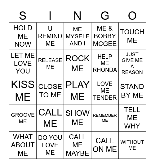 847 ITS ALL ABOUT ME Bingo Card